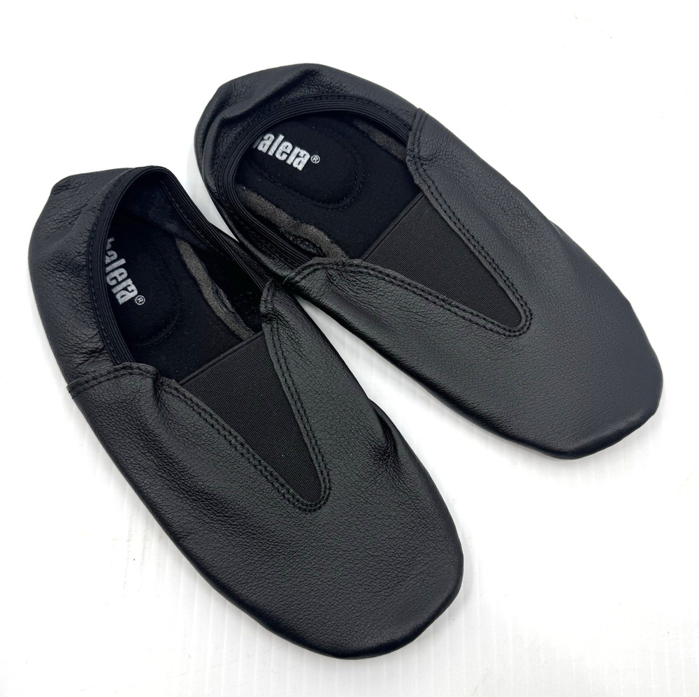 Balera Black Leather Dance Shoes Size 4.0 ADM Style 890 Foam Sole Stretch V